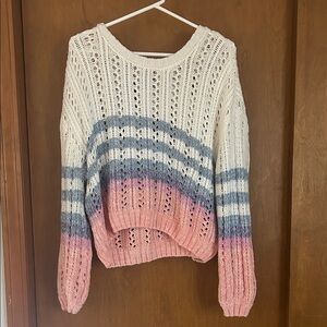 Saltwater LUXE Striped Knit Sweater - Pink, Blue, and Cream